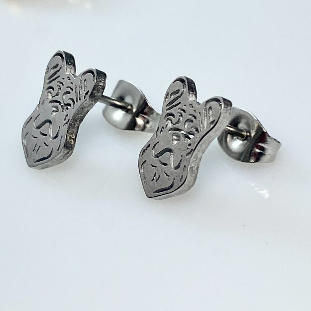 Tiny French Boxer Stud Earrings Stainless Steel